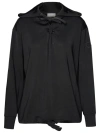 Moncler Drawstring Hoodie Ribbed Cuffs In Black