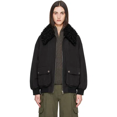 Moncler Black Waxed Cotton Lamb Down Jacket