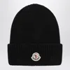 Moncler Logo Ribbed Wool And Cashmere-blend Beanie In Black