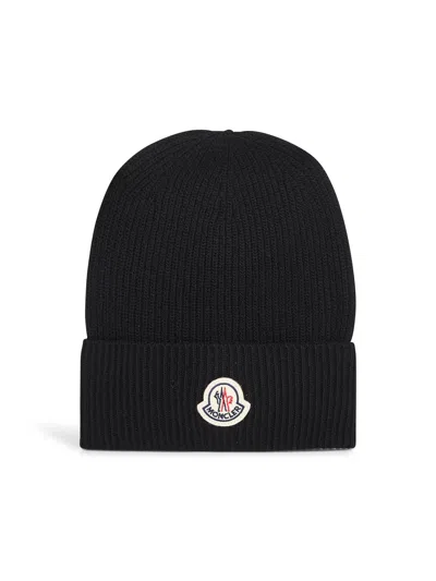 Moncler Black Wool And Cashmere Knit Beanie