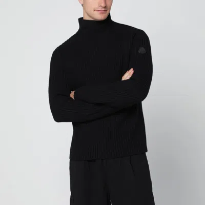 Moncler Black Wool And Cashmere Turtleneck Sweater