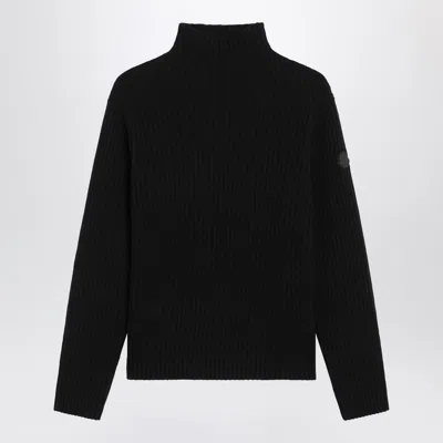 MONCLER BLACK WOOL AND CASHMERE TURTLENECK SWEATER