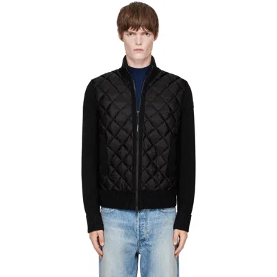 Moncler Black Wool & Nylon Down Cardigan