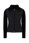 Moncler Two-material Cardigan With Goose Down Padding And High Neck In Black