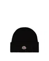 Moncler Mol20933b00036a9327999bb Ribbed Merino Wool Beanie In Black Nero   #000000