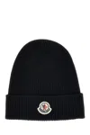 Moncler Logo-patch Ribbed-knit Beanie In Black
