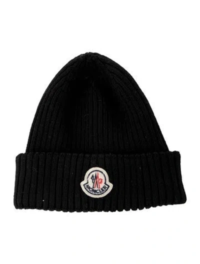 Pre-owned Moncler Black Wool Beanie Hat