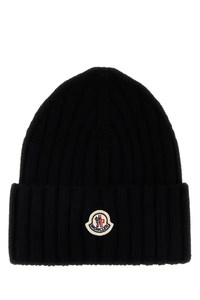Moncler Black Wool Beanie Hat