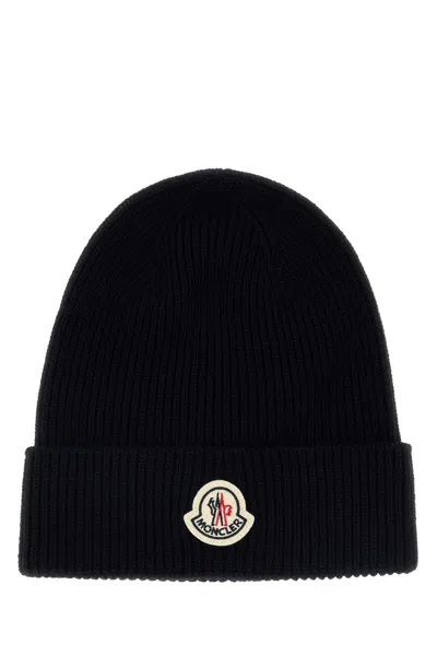 Moncler Black Wool Beanie Hat