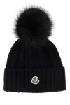 Moncler Cable-knit Cashmere And Wool-blend Beanie In Black