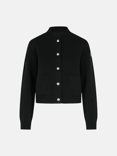 Moncler Black Wool Blend Cardigan