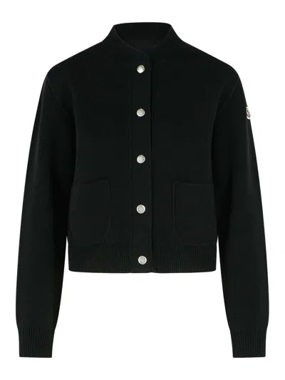 Moncler Black Wool Blend Cardigan