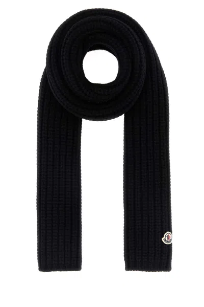 MONCLER BLACK WOOL BLEND SCARF