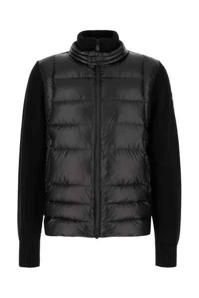 Moncler Wool Padded Cardigan With Zip In Black
