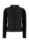 Moncler Black Padded Wool Zip-up Cardigan In Black