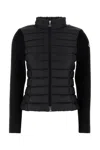 Moncler Black Padded Wool Zip-up Cardigan In Black