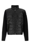 Moncler Downjacket Padded Wool Zip-up Cardigan In Black