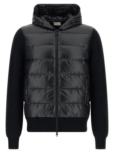 MONCLER BLACK WOOL CARDIGAN