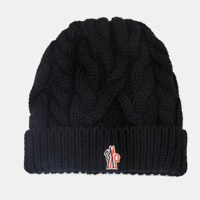 Pre-owned Moncler Black Wool Knit Beanie