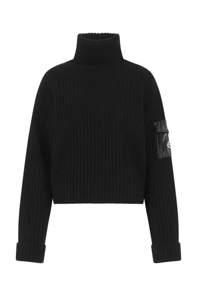 Moncler Black Wool Oversize Sweater In 999