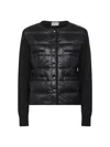 Moncler Black Wool Padded Cardigan In Black