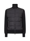 Moncler Cardigan Imbottito In Lana Con Zip In Black