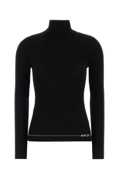 Moncler Fitted Turtleneck Knitwear Long Sleeves In Black