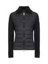 Moncler Two-material Cardigan With Goose Down Padding And High Neck In Black