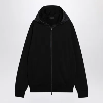 MONCLER BLACK ZIP CARDIGAN IN COTTON AND NYLON