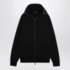 Moncler Black Zip Cardigan In Cotton And Nylon Men In Black