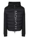 Moncler Cropped Black Sweatshirt With Padded And Smooth Fabric Design In Black