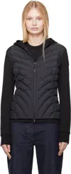 Moncler Black Zip Up Hoodie In 999 Black
