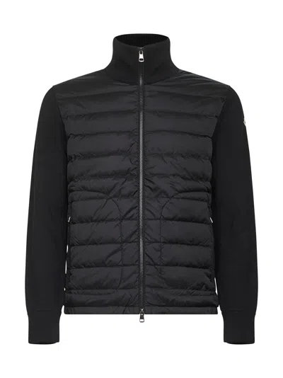 MONCLER BLACK ZIP-UP PADDED CARDIGAN