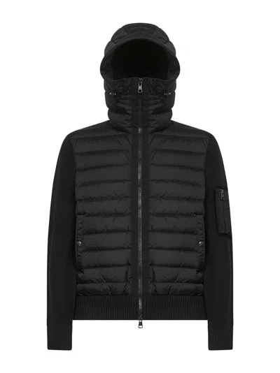 MONCLER BLACK ZIP-UP PADDED HOODED CARDIGAN
