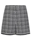 Moncler Tweed Long Shorts In Blackwhite