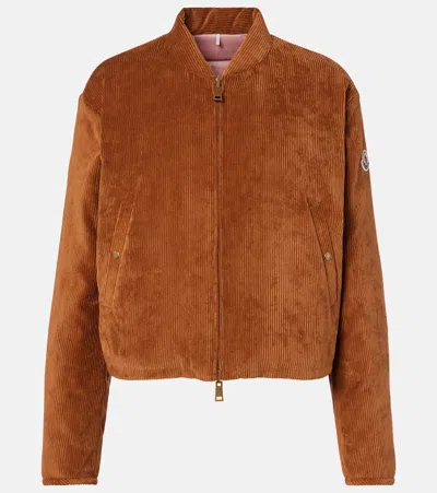 Moncler Blageon Corduroy Down Bomber Jacket In Brown