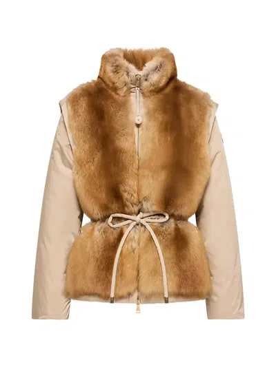 Moncler Blaireau 2-in-1 Shearling Down Jacket In Multi