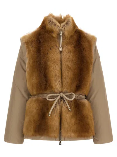 Moncler Blaireau Down Jacket In Beige