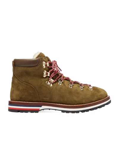 Moncler Blanche Shearling-lined Suede Ankle Boots In Green