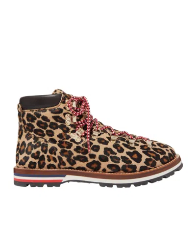 Moncler Blanche Shearling-lined Calf Hair Ankle Boots In Leopard Print