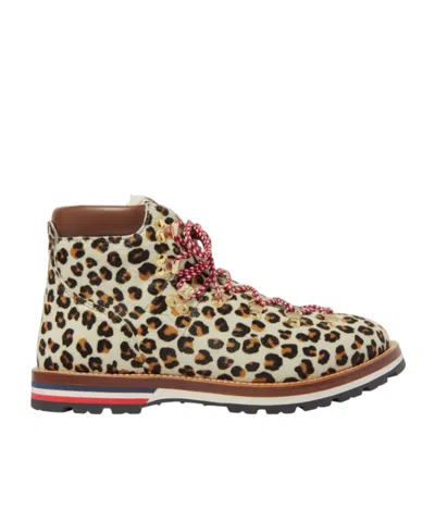 Moncler Blanche Shearling-lined Calf Hair Ankle Boots In Leopard Print