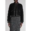 Moncler Blandy Tweed Short Down Jacket In Black