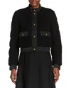 Moncler Blandy Tweed Short Down Jacket In Black