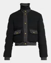 Moncler Blandy Tweed Short Down Jacket In Black