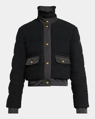 Moncler Blandy Tweed Short Down Jacket In Black