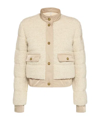 Moncler Blandy Wool Blend Bouclé Down Jacket In Neutral