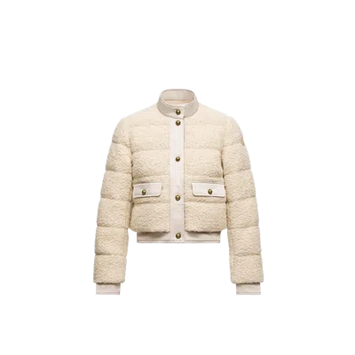 Moncler Blandy Wool Blend Bouclé Short Down Jacket, Women, Beige, Size: 3 In Neutral