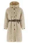 Moncler Grenoble Blavet Teddy Fleece Long Coat In White