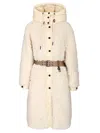 Moncler Grenoble Blavet Teddy Fleece Long Coat In White