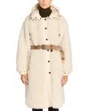 Moncler Blavet Long Teddy Coat In Neutral